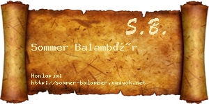 Sommer Balambér névjegykártya